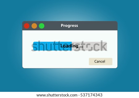 Loading data window with progress bar 