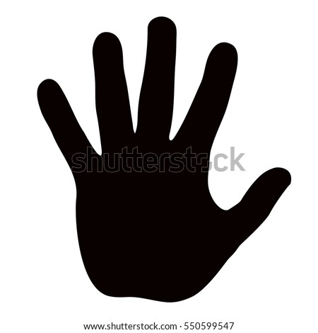 Silhouette model palm people. Drawn in black, isolated on white background.