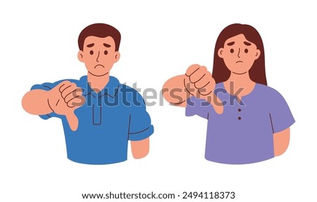 Man and Woman Showing Thumbs Down, Dislike Concept