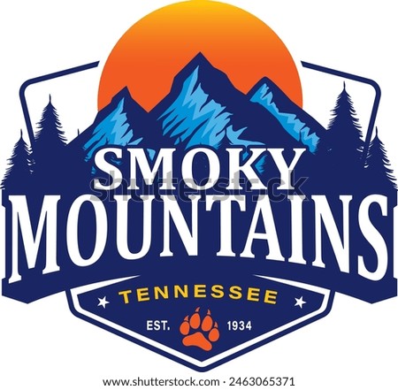 Great smoky mountains T- shirt design, Gatlinburg Tennessee Tees decal. Illustrator eps file, ready to print. 