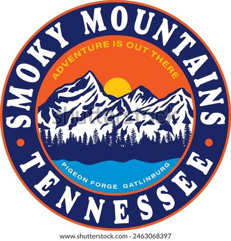 Great smoky mountains T- shirt design, Gatlinburg Tennessee Tees decal. Illustrator eps file, ready to print. 