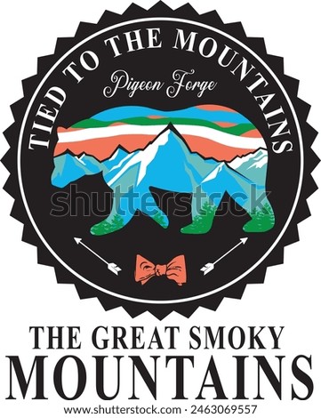 Great smoky mountains T- shirt design, Gatlinburg Tennessee Tees decal. Illustrator eps file, ready to print. 