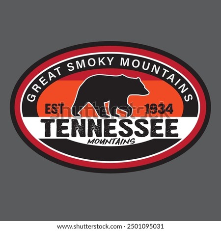 Great Smoky Mountains Bear. Vector, spot color, ready  to print.