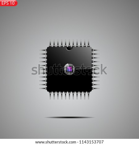 Processor, brain, thinking chip, core, At mega, Arduino, microchip, background EPS 10 vector stock illustration