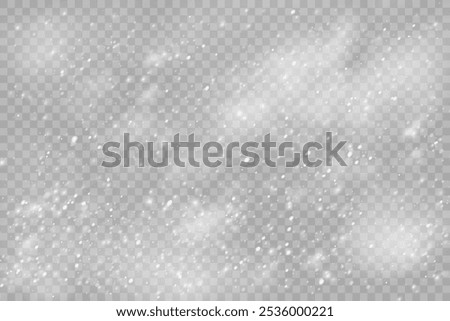 Christmas snowflakes on a transparent background. Snow flakes, snow background. Heavy snowfall, snowflakes in different shapes and forms.