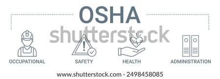 OSHA concept banner icon contain of occupational, safety, health, and administration vector illustration