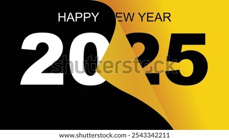 Celebration New Year's Eve. Best design of 2025 golden and black color combination, Happy New Year 2025 greeting card design, pages turn and the new year begins