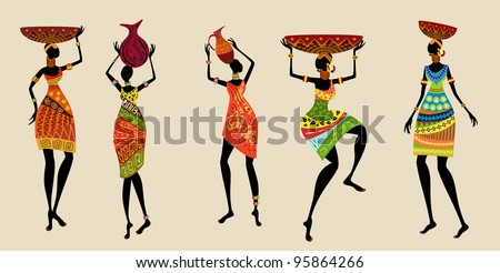 African Women In Traditional Dress Stock Vector Illustration 95864266 ...