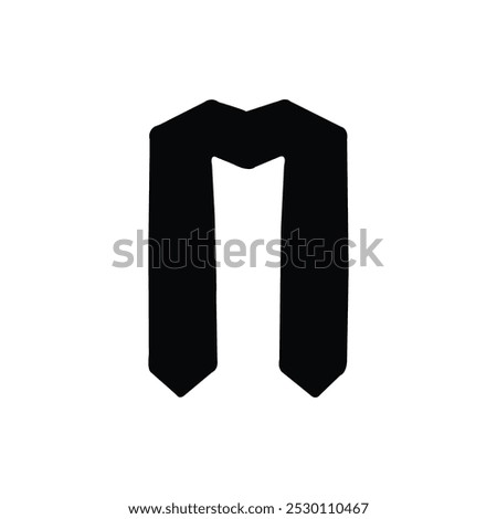 Graduation stole on white background. Black Graduation stole