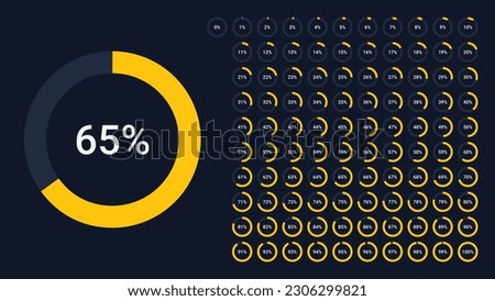 Circle percentage pie chart diagrams infographic from 0 to 100 numbers elements web design user interface UI UX