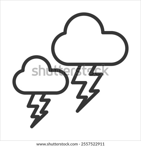 Thunderstorm Outline Icon Vector Illustration