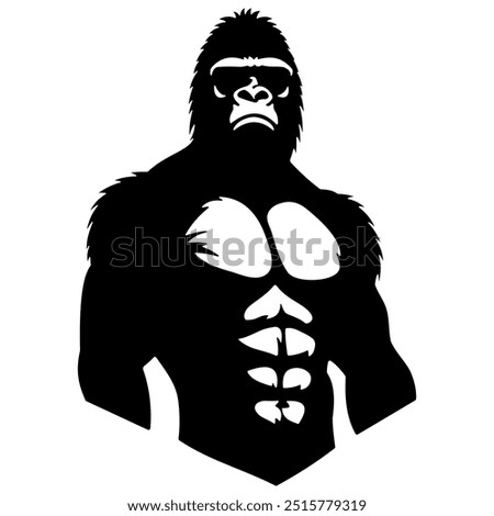 Vector silhouette of a gorilla Half body design gives a modern look.(create a design using Affinity Designer)