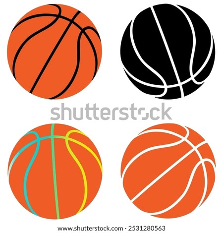 Basketball ball  set. Basketball ball isolated icon. Black basketball symbols. Vector illustration.