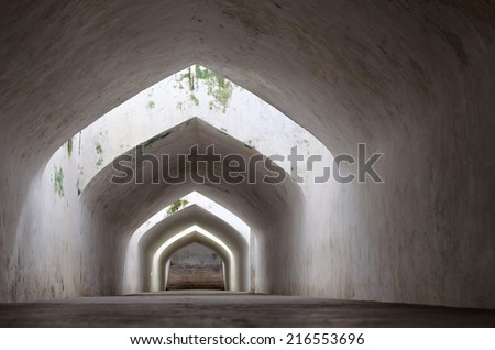 sumur gumantung, the underground walkway tunnel, taman sari water castle - the royal garden of sultanate of jogjakarta
