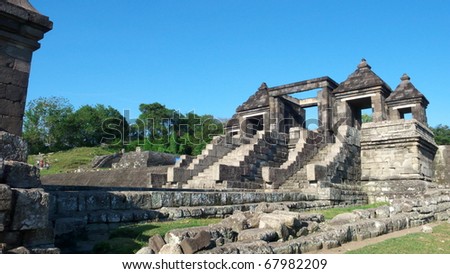 the main gate of ratu boko palace complex - stock photo