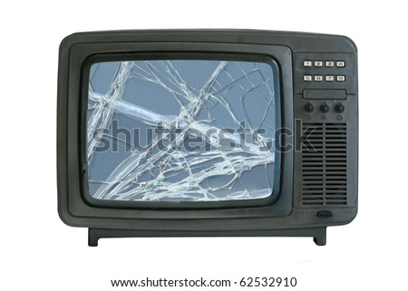 Old Tv-Set With Broken Screen Isolated Stock Photo 62532910 : Shutterstock