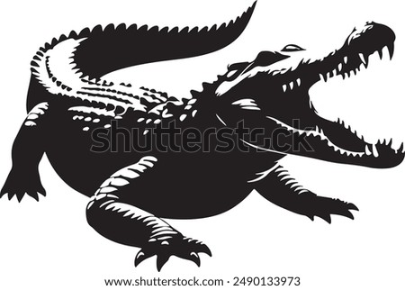 A crocodile silhouette vector art illustration