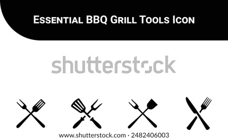 Fire up your designs with this essential BBQ grill tools icon! Featuring a clean and recognizable silhouette of a crossed grill fork and spatula, this icon perfectly symbolizes the art of barbecuing. 