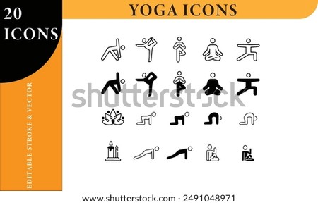 Comprehensive Yoga Icon Set (Editable Stroke and Vector)