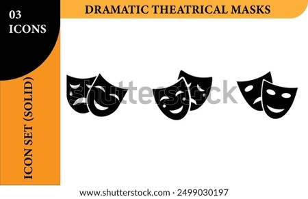 Dramatic Theatrical Masks Icon Set (Solid)