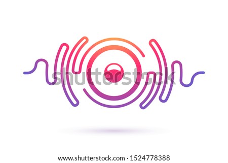 Sound speaker and waves isolated vector icon. Music company, equipment, radio stations logo template