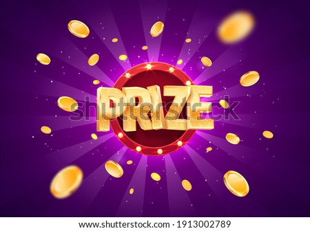 Win prize gold text on retro background vector banner. Winning money congratulations illustration for casino or online games. Gambling game advertising template.