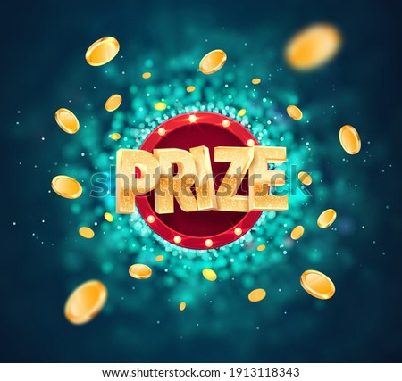 Win prize in gambling game on blurred background vector banner. Winning money congratulations illustration for casino or online games. Gamble advertising template.