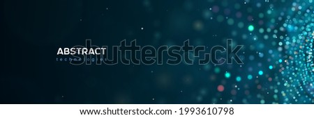 3d abstract technology particles vector blue banner. Scientific medical research, big data abstract illustration with blur effect