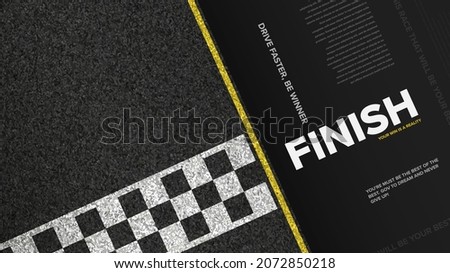 Textured asphalt with finishing line vector illustration. Auto racing grand prix championship background template.