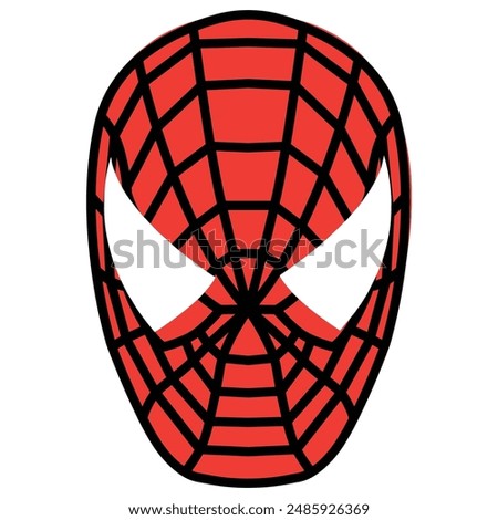 Spider Man Mask Red white and black: Spider-Man mask red, white, and black superhero illustration template sticker poster banner famous character.