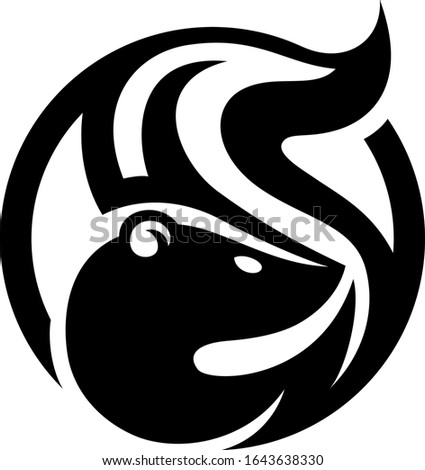 Simple Vector of Skunk with Letter S Shape Logo Design