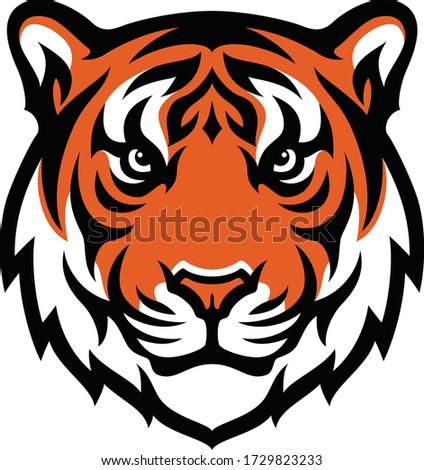 Aggressive Tiger Head Tattoo Design Vector