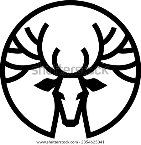 Deer Head with Big Antlers Logo Template Design