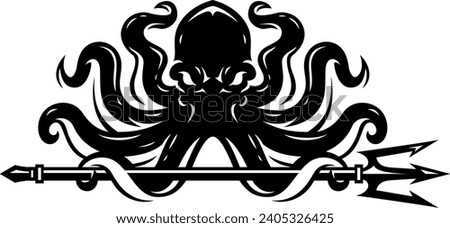Aggressive Kraken (Octopus) Holding a Trident