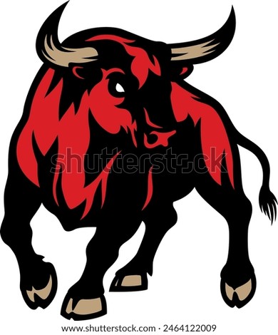 Illustration of Aggressive Fighting Bull