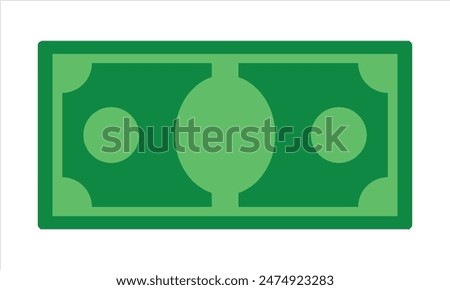 Blank cash money currency note template design in green color vector illustration. Green currency bank note, cash and money symbol. Flat vector illustration.