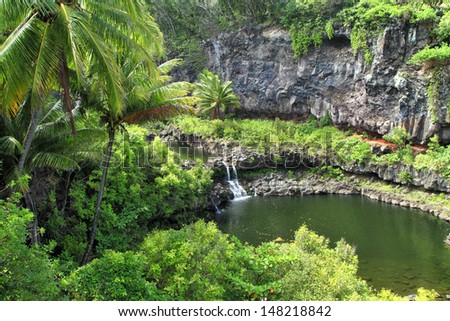 The dramatic jungle scenery at Hawaii\'s Pools of Oheo, near Hana on the east side of Maui, draws visitors from all over the world.
