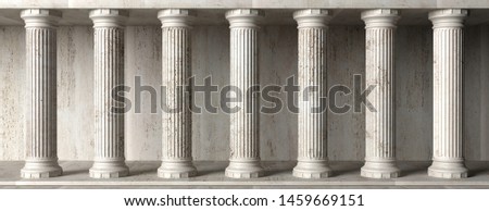 Classic Colums marble stone, banner. Pillars colonade, classical interior architecture, banner. 3d illustration ストックフォト © 