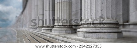 Similar – Image, Stock Photo Columns on the facade of the Walhalla, in black and white, with the Danube