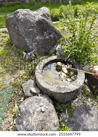 Similar – Image, Stock Photo Ladle at the garden fence converted to turn the barbecue coal