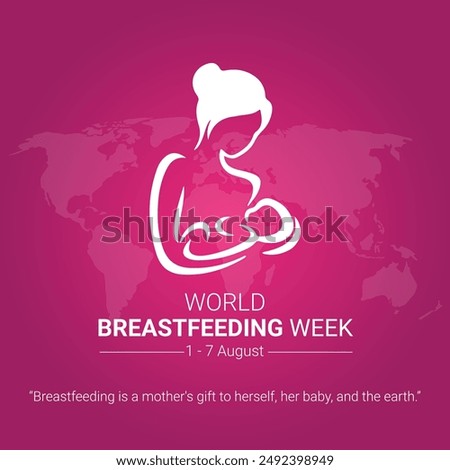 World Breastfeeding Week illustration. Woman holding a small newborn baby icon. 1-7 August every year. Important day