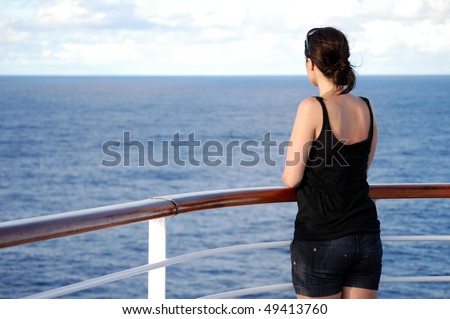 Woman on boat at sea