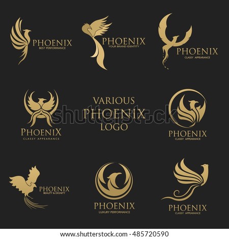 Sets of Phoenix logo design template. Vector Illustration