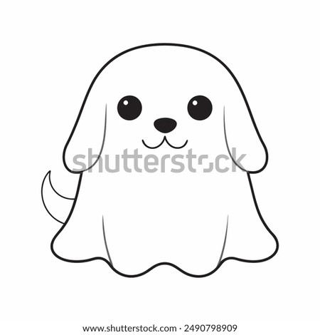 Cute Halloween Ghost Dog in white background