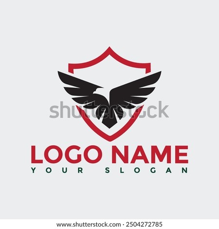 Black and red eagle logo, symbol, emblem.Eagle logo vector.American Eagle and Shield Icon on Checkerboard Transparent Background.