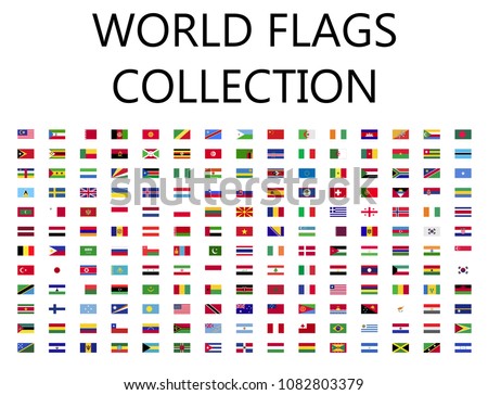 World flags flat icon collection