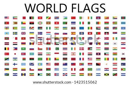 World flag flat icon collection with all nations country flags