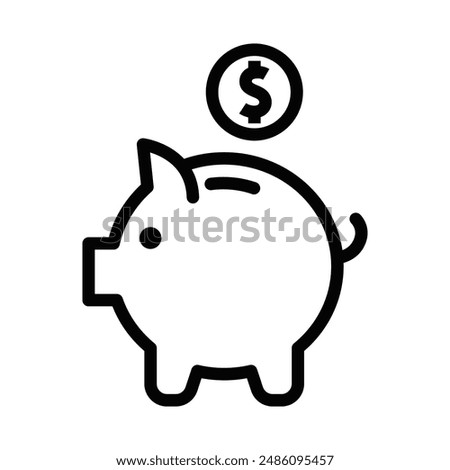 Vector icon of a piggy bank with a dollar symbol, symbolizing savings and financial management. Editable stroke.