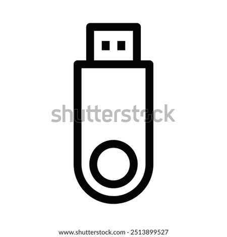 Minimalistic outline of a USB flash drive. Vector illustration of data storage and technology. Editable stroke.