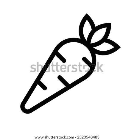 Vector illustration of a carrot icon, suitable for food, gardening, and nutrition-themed designs. Editable stroke.